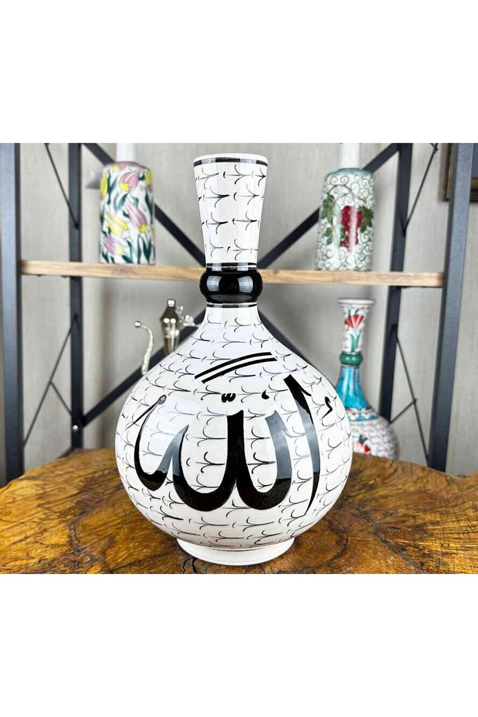 Cini Evi Allah Calligraphy Iznik Tile Vase - MALLTURK