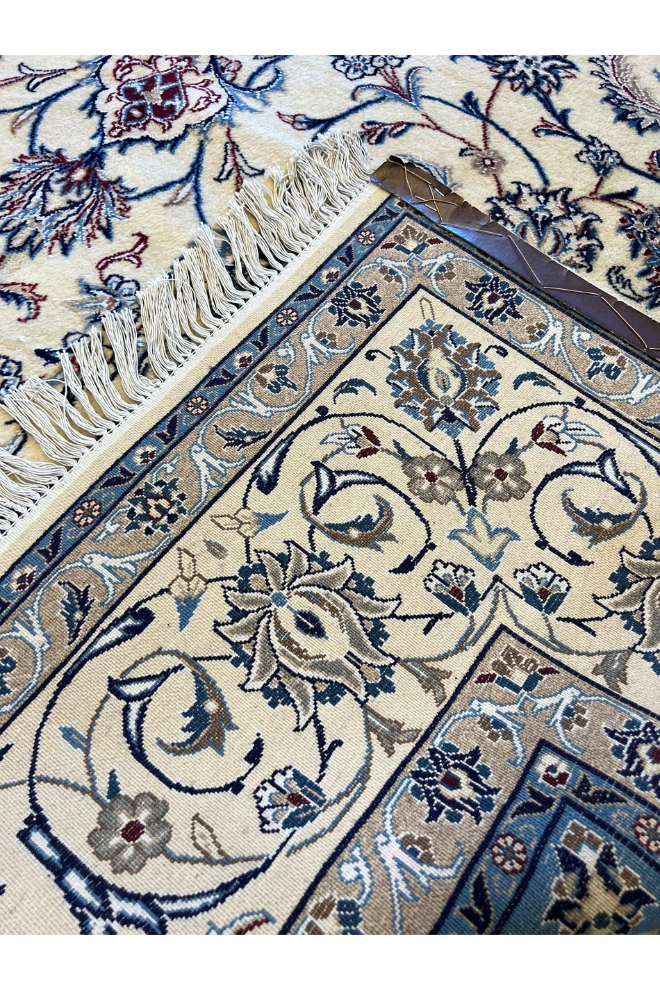 RD RAMAZAN DAG Hand Rug Art Hand-Woven Iranian Nain Rug Silk Wool Blend Size 300x200