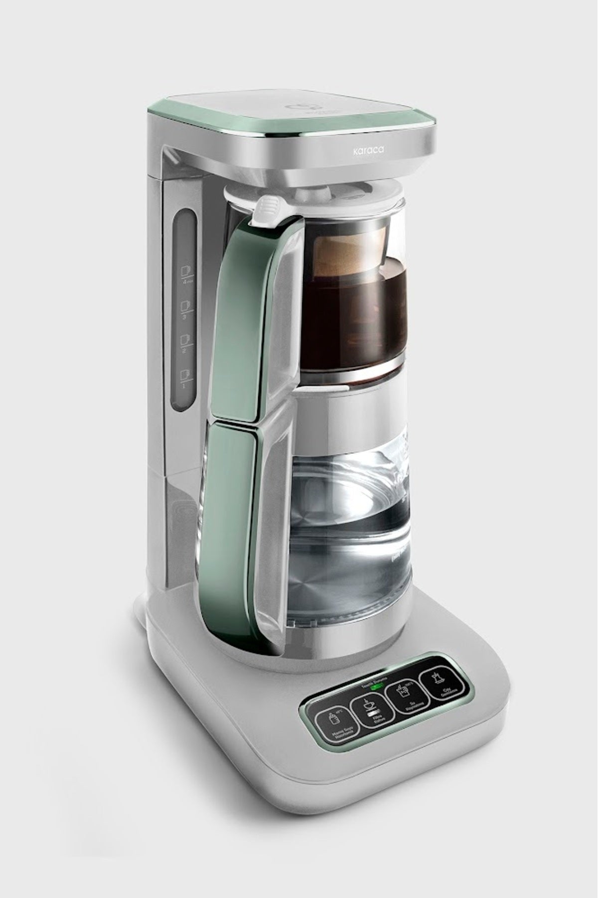 Karaca Tea Lover Robotea Pro 4 in 1 Talking Glass Tea Maker Soft Green - MALLTURK