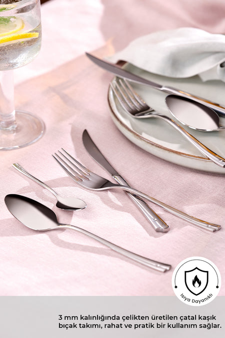 Emsan accura 84 Piece 12 Place Setting luks Boxed Flatware Set - MALLTURK