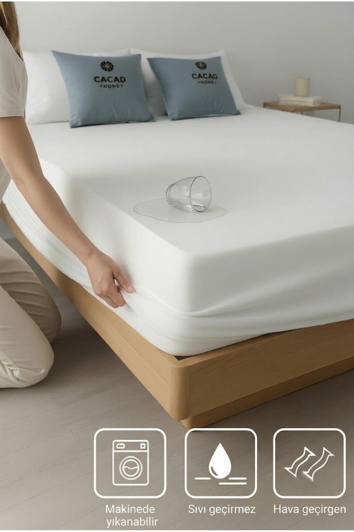 cacao home Mikro Waterproof Fitted Mattress Protector - MALLTURK