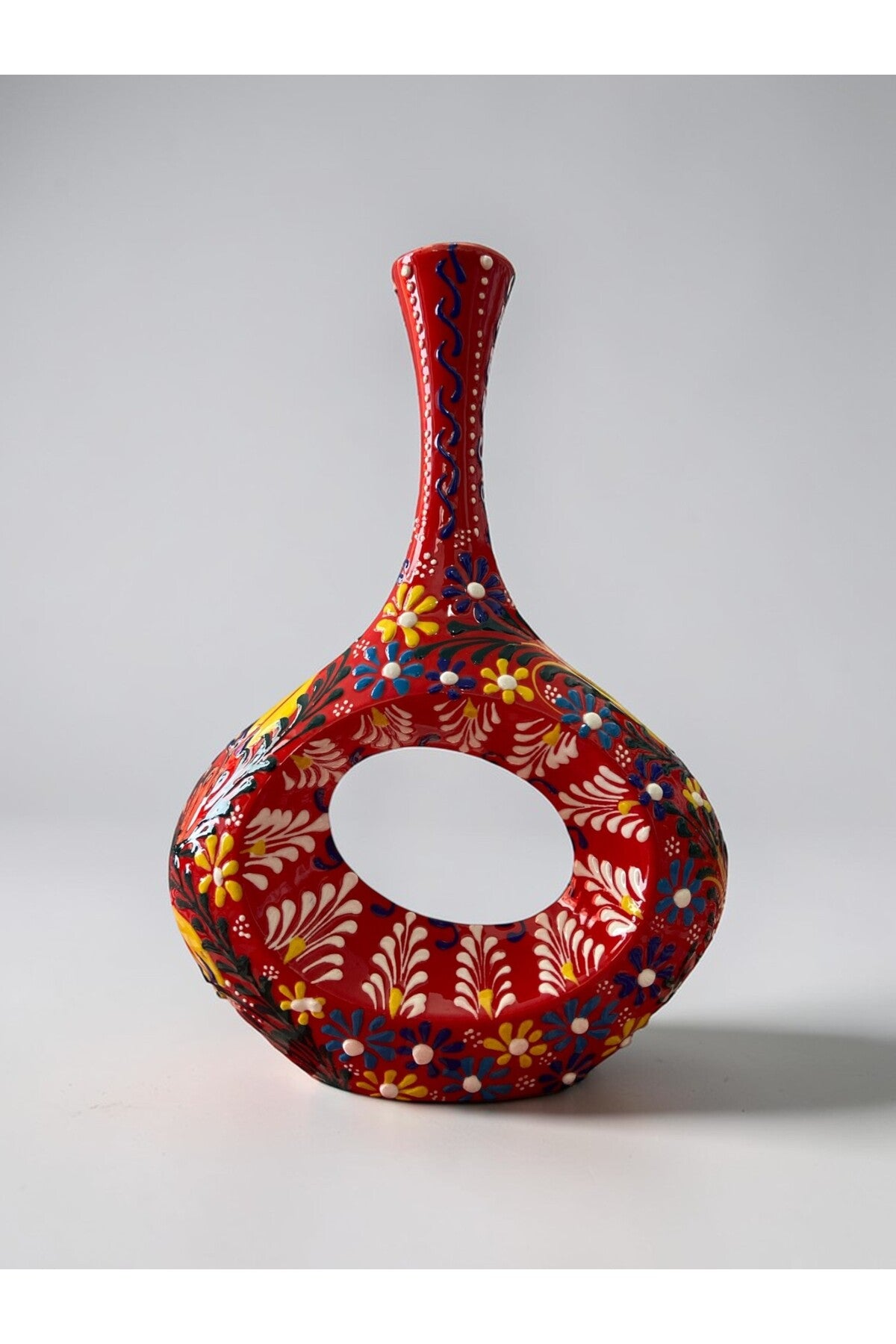 YOOS Handmade 28cm Embossed and Lace Scandinavian Porcelain Vase Red - MALLTURK