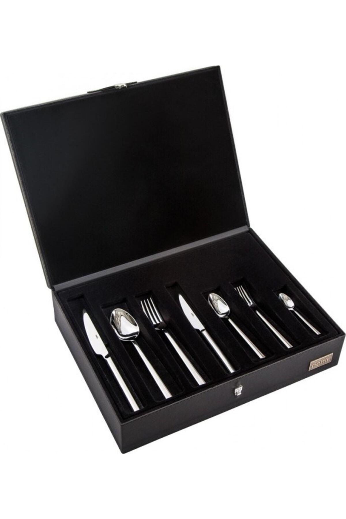 Nehir fulya 24 ayar Plain Gold Plated 89 Piece deri Boxed Flatware Set - MALLTURK