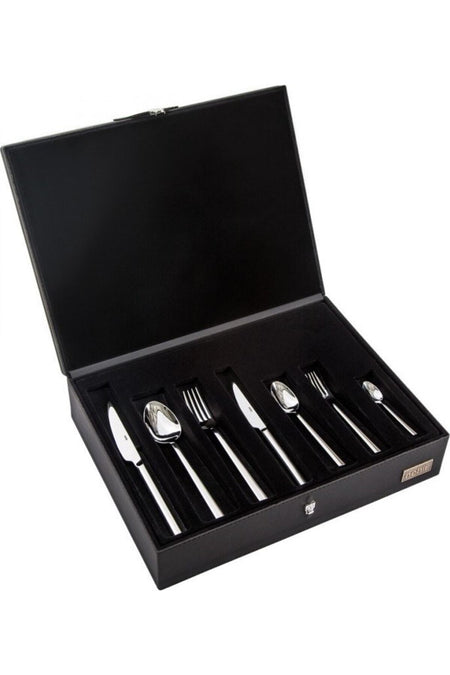 Nehir fulya 24 ayar Plain Gold Plated 89 Piece deri Boxed Flatware Set - MALLTURK