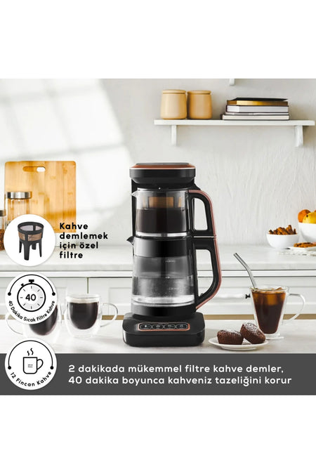 Karaca 4-in-1 Wifi Remote Controlled Talking Pro Glass Tea Maker, Filter Coffee Maker, Baby Bottle Water Maker - MALLTURK