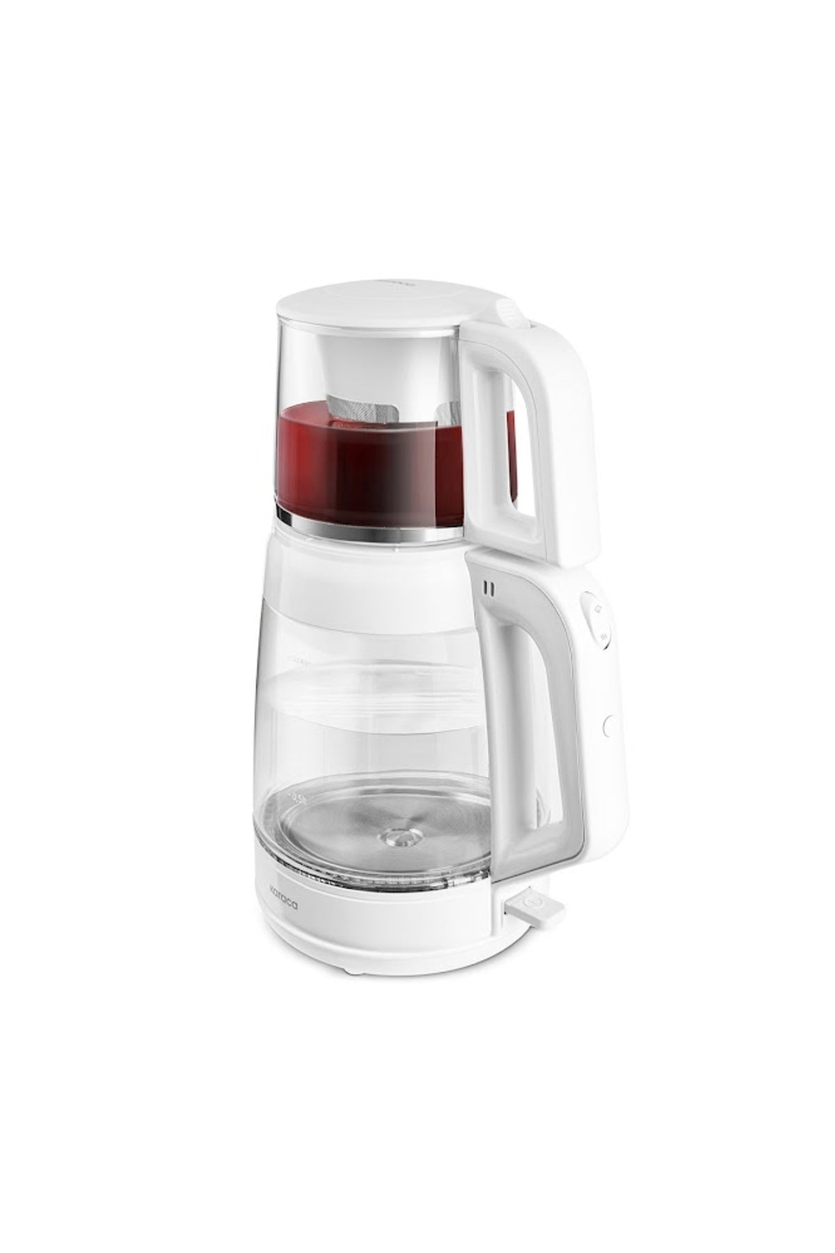 Karaca Glass Tea XL 2 in 1 Water Kettle and Tea Maker Matte White - MALLTURK
