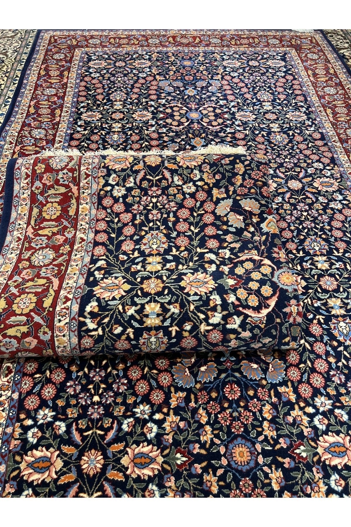 RD RAMAZAN DAG Hand Rug Art Hand-Woven Hereke Rug 100.Anniversary Series Seven Mountains Flower Design Size 235x150 - MALLTURK