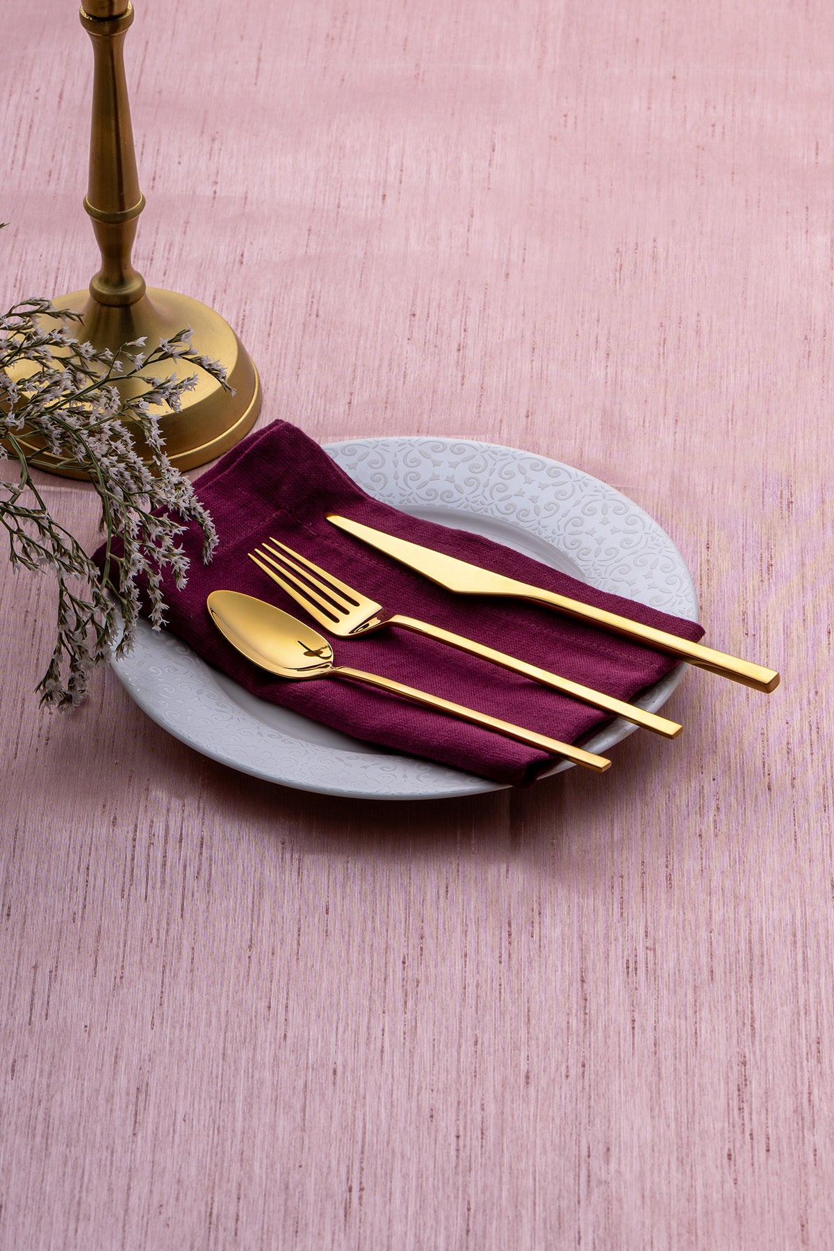 Emsan alba 18 Piece 6 Place Setting parlak gold tatli Boxed Flatware Set - MALLTURK