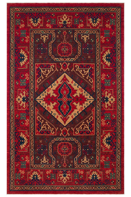 Eko Rug KADIM KDM 04 RED Anatolian Motifs Featuring New Zellanda Wool with Produced Handcrafted High Traditional Tez - MALLTURK