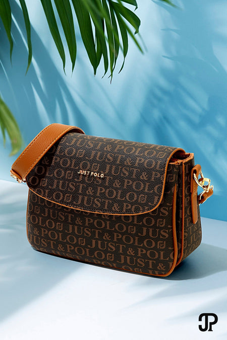 Just Polo Original Women's 4-Compartment Luxury Soft Leather Adjustable Crossbody Strap Stylish Trendy Shoulder Bag Brown - MALLTURK