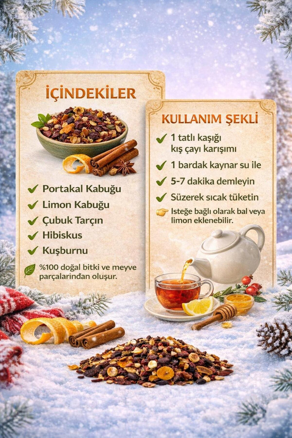 Sultanbahce Winter Tea 80 g | Lemon Peel – Orange Peel – Hibiscus – Rosehip – Cinnamon – Clove