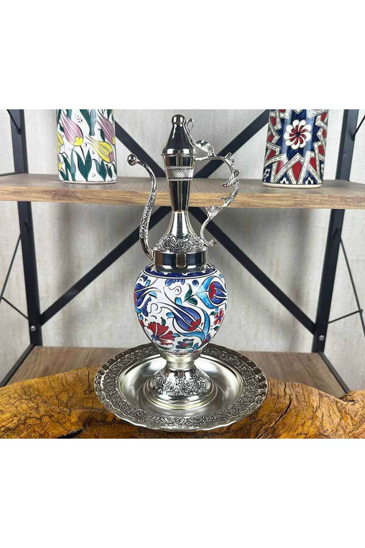 Cini Evi Executive Gift Silver-Plated Iznik Tile Ewer Set - MALLTURK