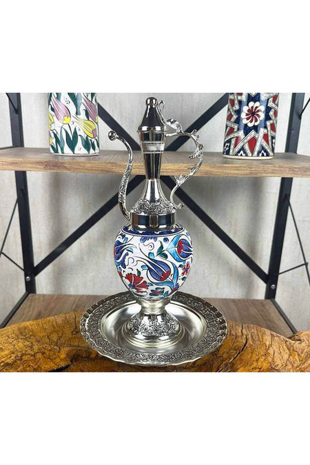 Cini Evi Executive Gift Silver-Plated Iznik Tile Ewer Set - MALLTURK