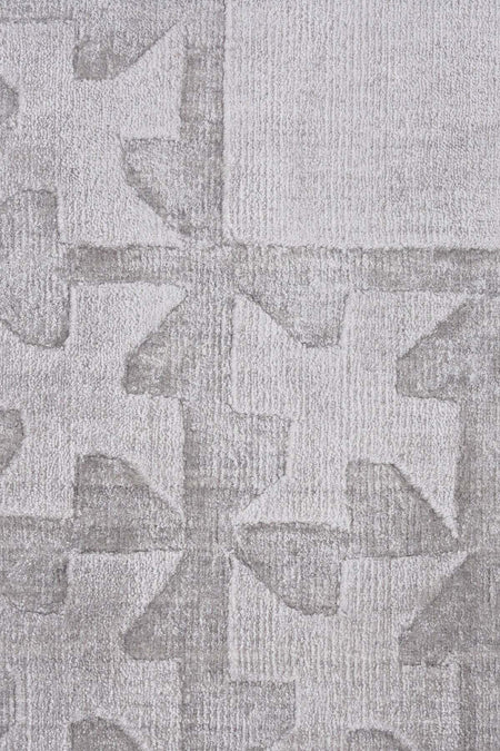 Naar Hali Mao KC 1863 Grey Modern Handwoven Bamboo Living Room Rug - MALLTURK
