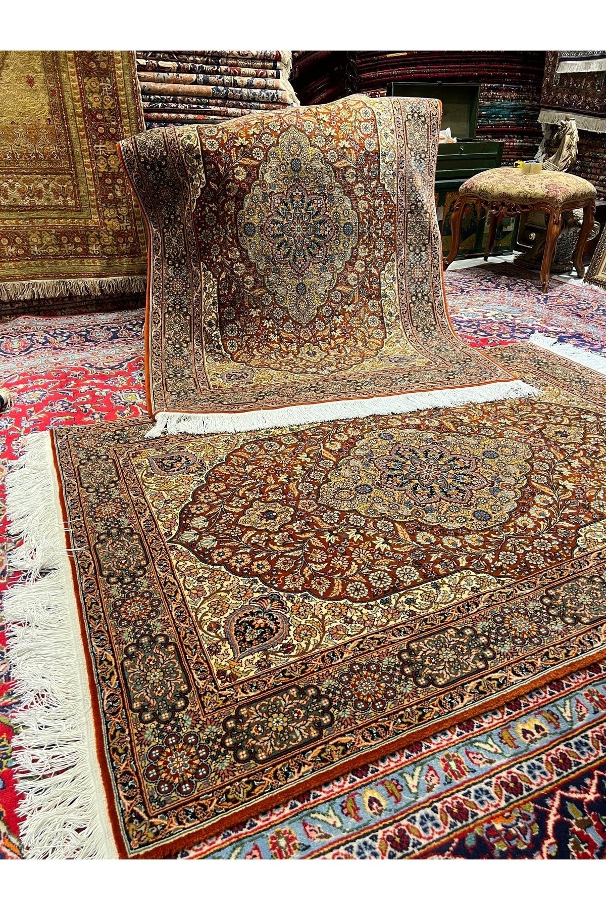 RD RAMAZAN DAG Hand Rug Art Hand-Woven Duruder Hereke Rug Size 180x130 - MALLTURK