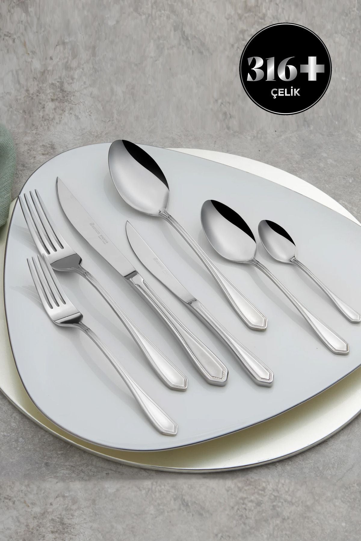 Karaca madrid elegance 316 Steel 84 Piece 12 Place Setting Flatware Set