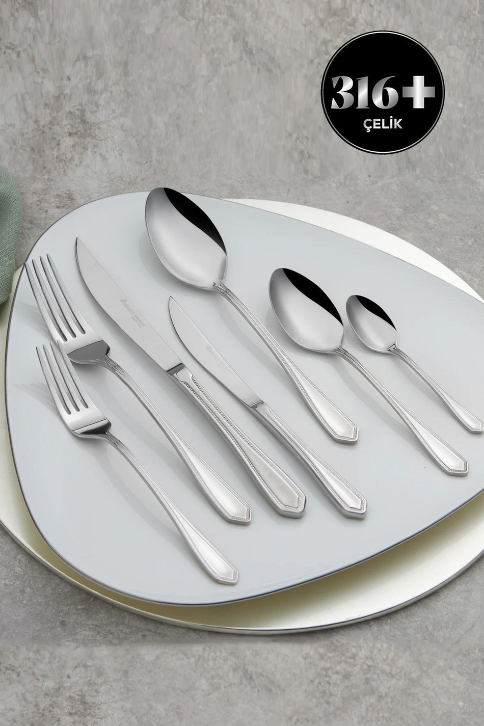 Karaca madrid elegance 316 Steel 84 Piece 12 Place Setting Flatware Set - MALLTURK