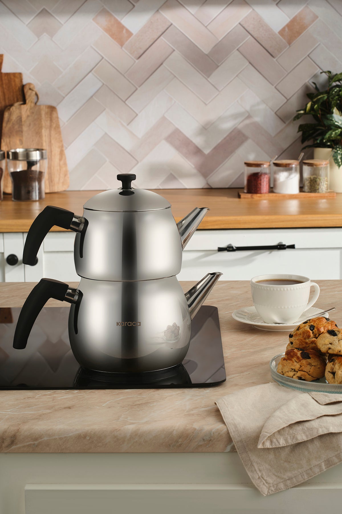 Karaca Alim Teapot Set Black Maxi - MALLTURK