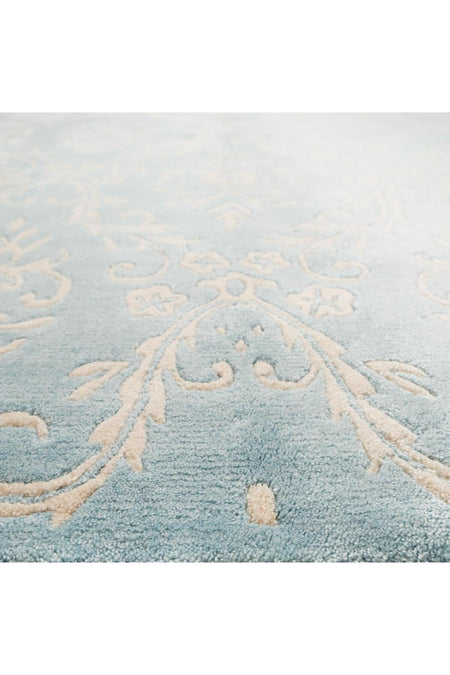 Halicizade Fiber Serisi Damask Pattern Hand-Woven Rug-fiber Blue Beige