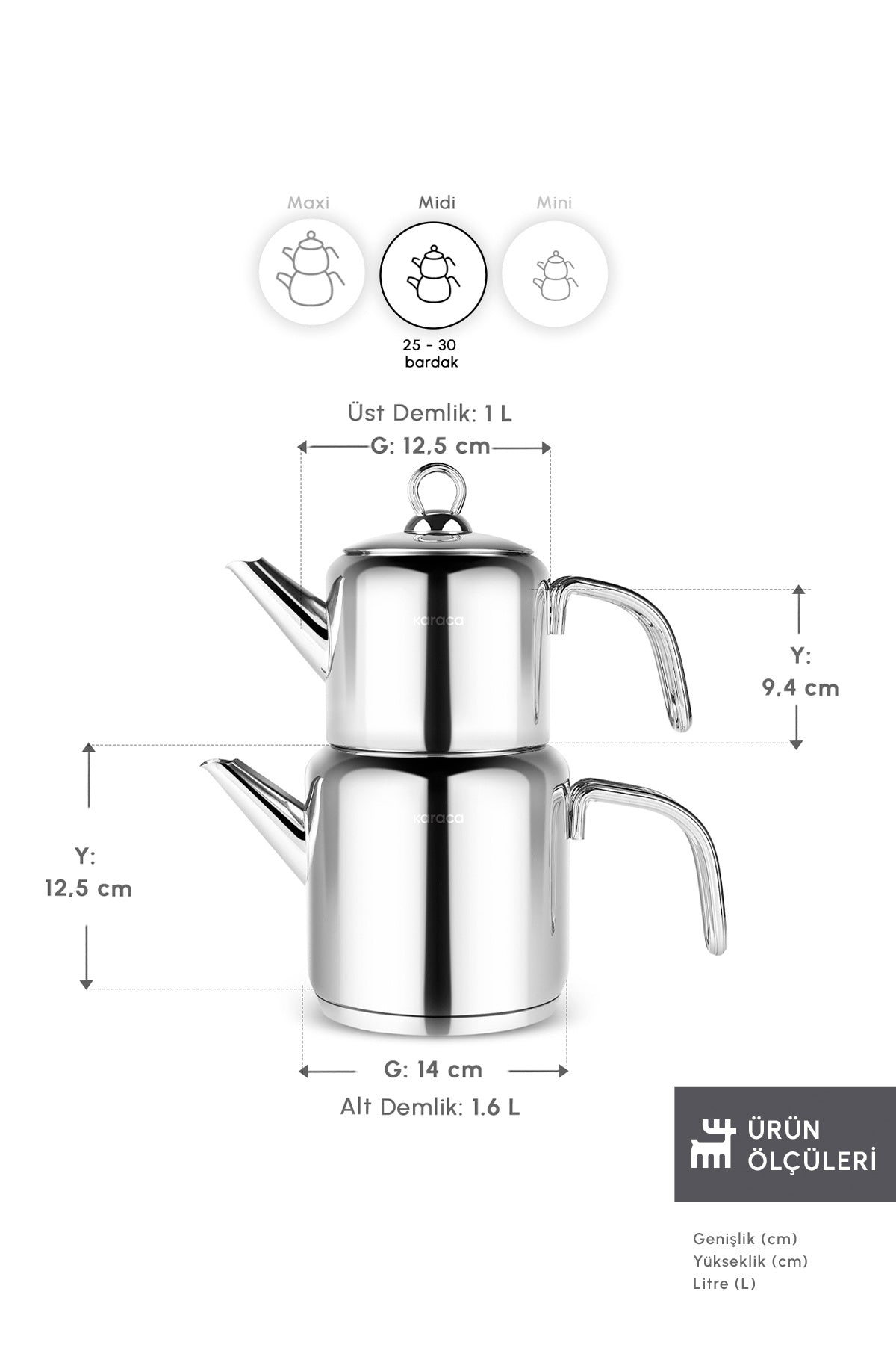 Karaca New Mani Midi Size induction Base Teapot Set - MALLTURK
