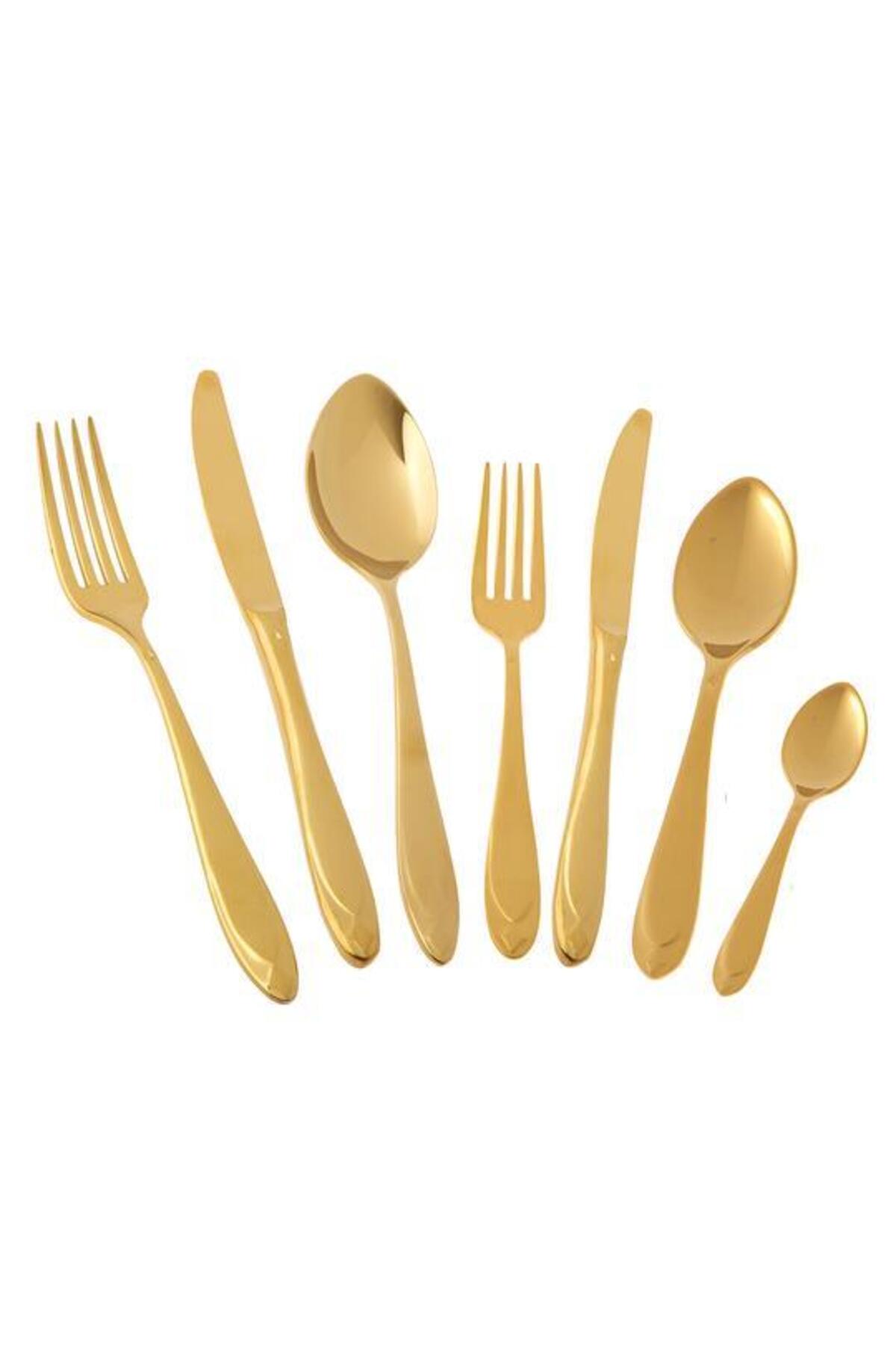 Jumbo morfeu titanyum gold 12 Place Setting 84 Piece Flatware Set 500 01 01 8886 - MALLTURK