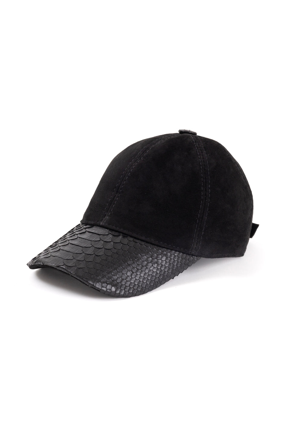 Fubileather Python Leather Suede Detailed Baseball Cap Unisex Black