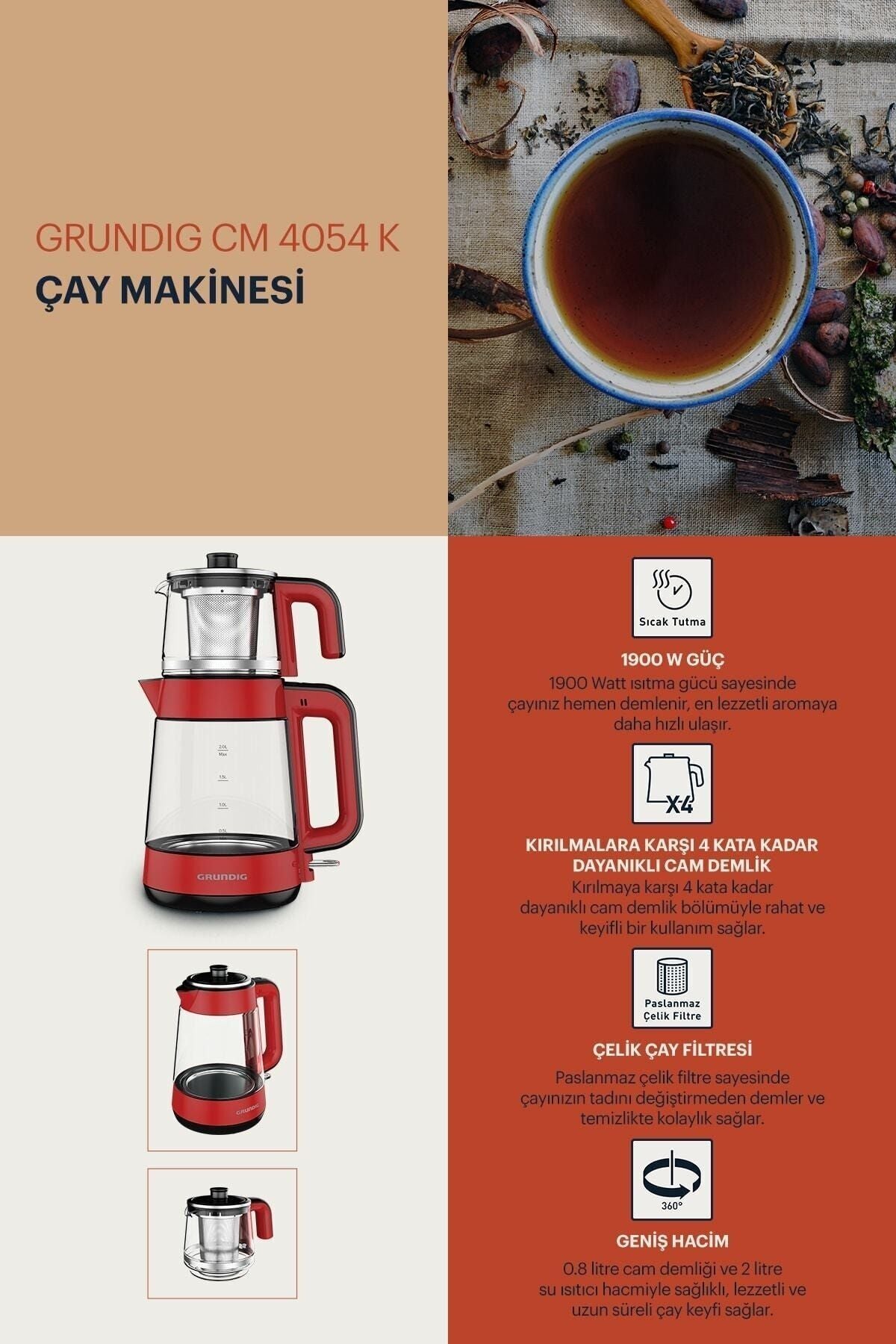 Grundig CM 4054 K New Line Tea Maker - MALLTURK