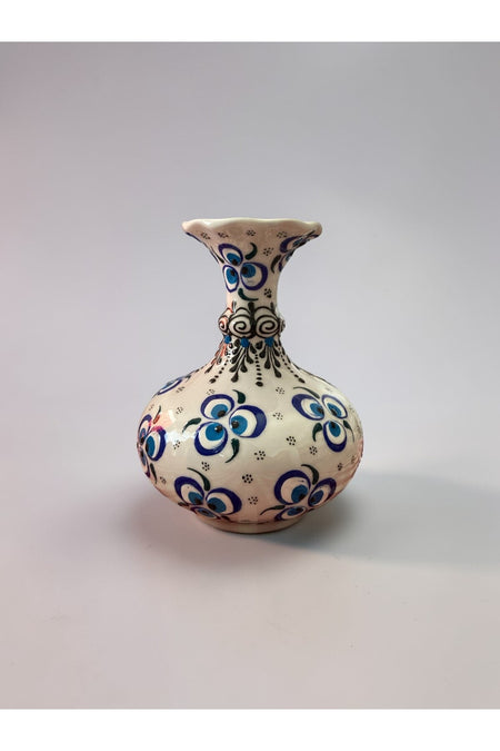 YOOS Handmade Evil Eye Embroidered Triple Lettuce White Ceramic Vase Set (30cm-20cm-15cm) - MALLTURK