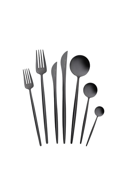 Karaca jupiter 84 Piece 12 Place Setting premium Boxed Flatware Set shiny black - MALLTURK