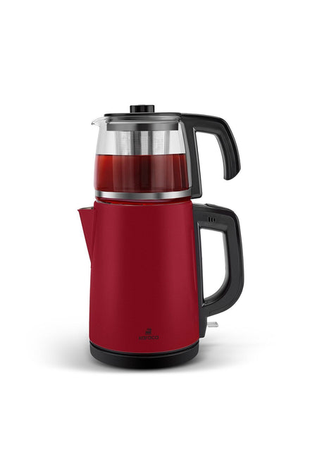 Karaca Tea Glass 2-in-1 Stainless Steel Tea Maker and Kettle Viva Magenta - MALLTURK