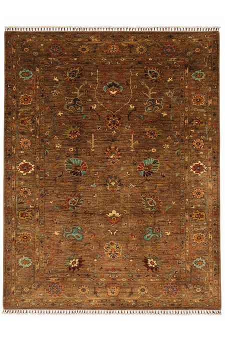 Vog Rug Sultani Handcrafted Brown Anatolian Pattern Pattern Fringed Modern and Traditional Living Room Rug