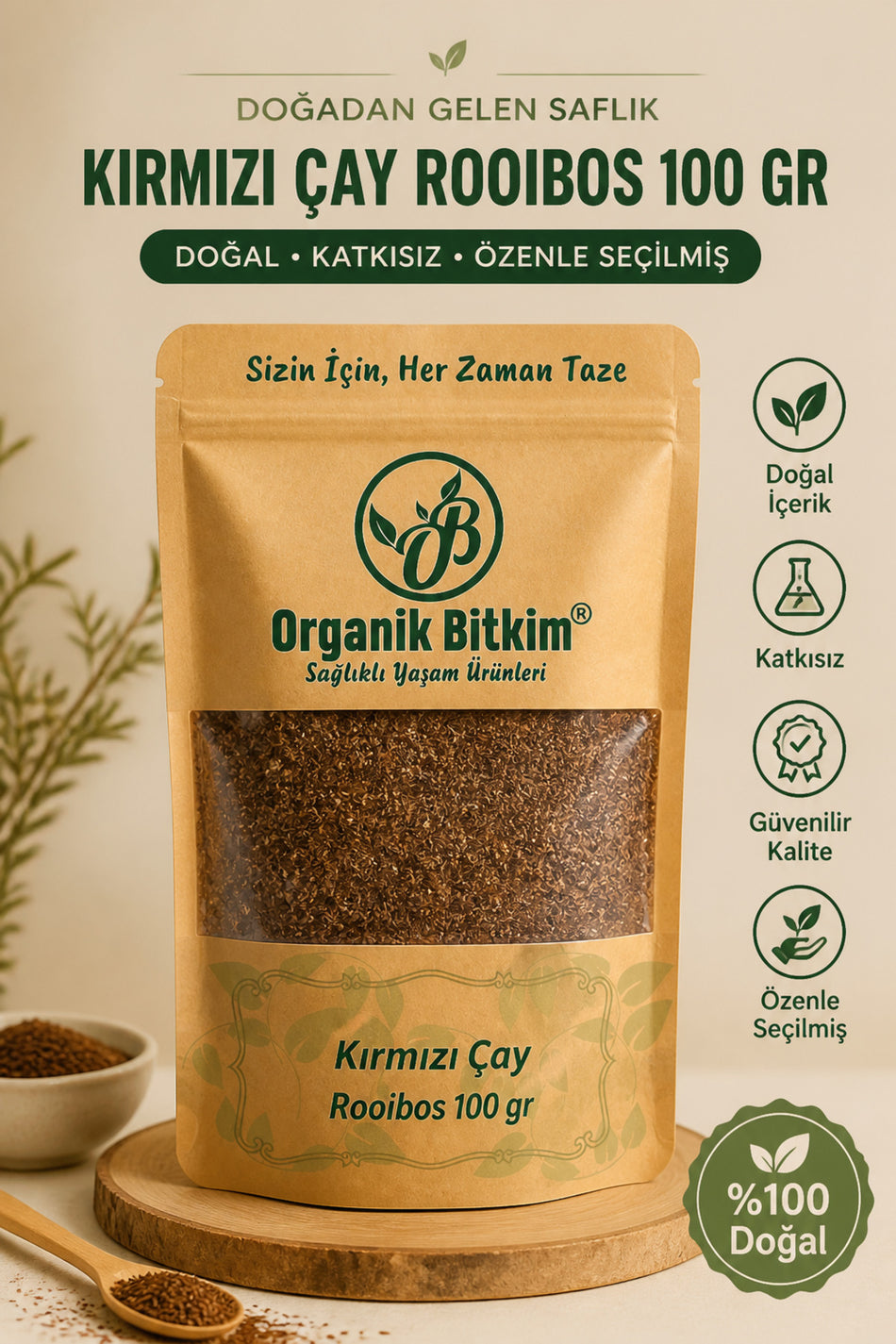 Thé rouge biologique OB Organic, rooibos 100 gr