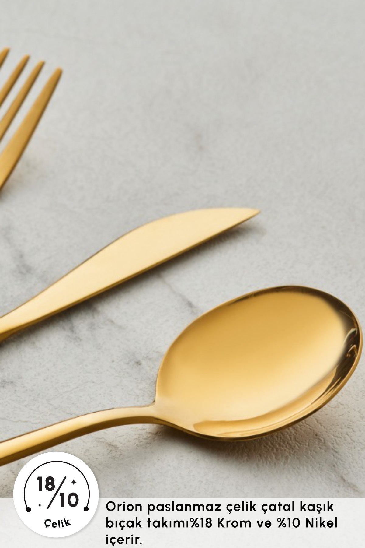 Karaca orion shiny gold 30 Piece 6 Place Setting Flatware Set - MALLTURK