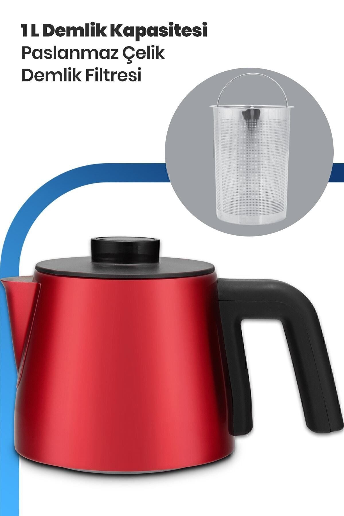 GoldMaster Chaidem XL 2200 Watt Stainless Steel Drip-Proof Tea Maker and Kettle, Red - MALLTURK