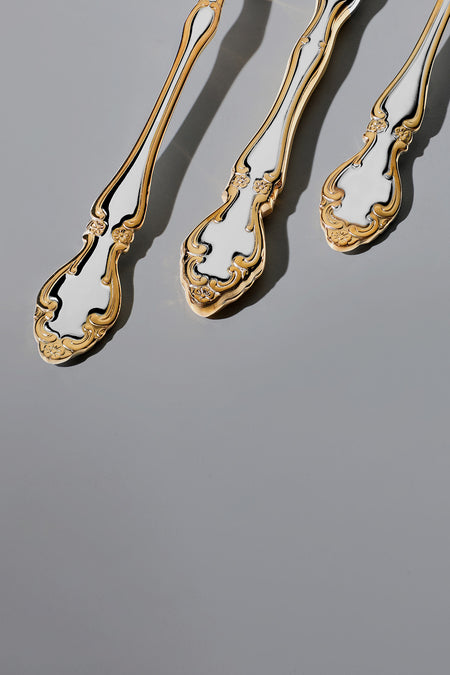 Nehir adriana altin Plain 12 Place Setting 89 Piece Boxed Flatware Set - MALLTURK