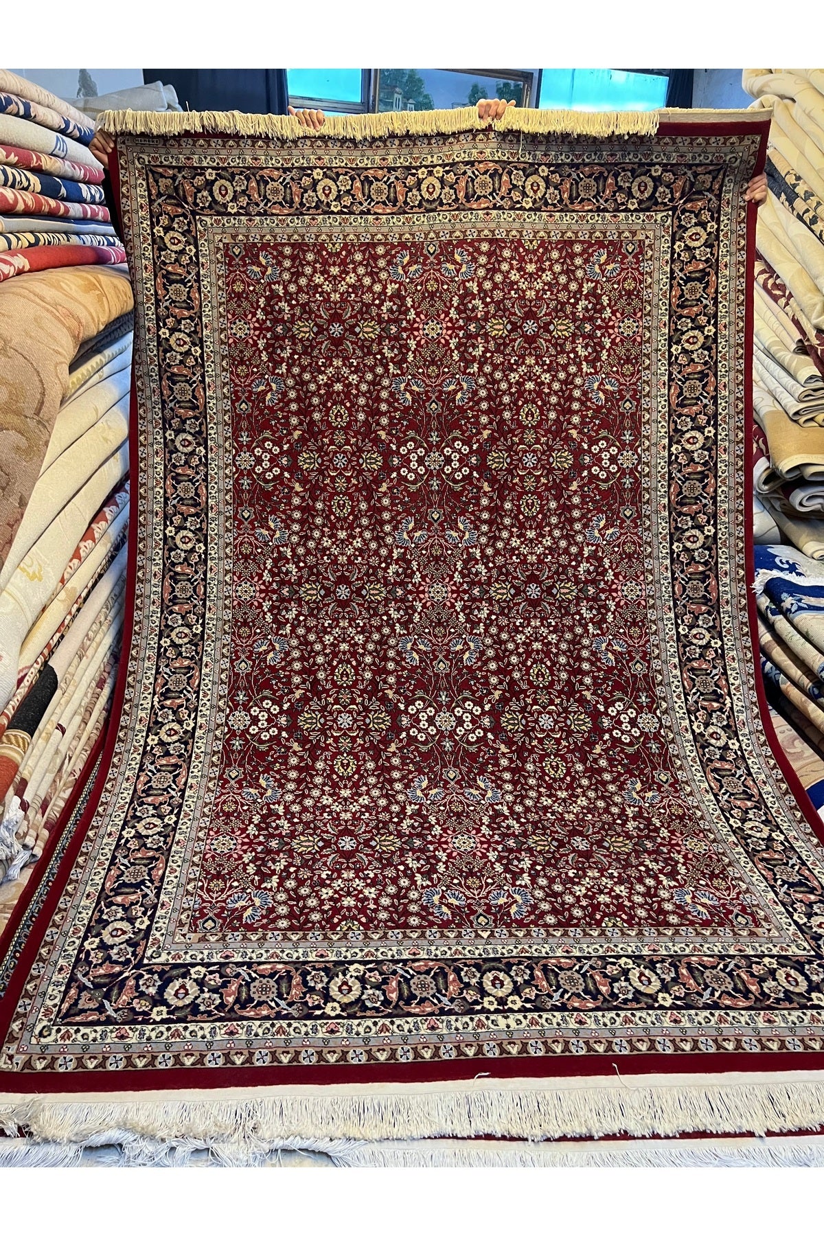 RD RAMAZAN DAG Hand Rug Art Hand-Woven Sumerbank Hereke Rug Signed Seven Mountains Flower Design Premium Quality Size 300x200 - MALLTURK