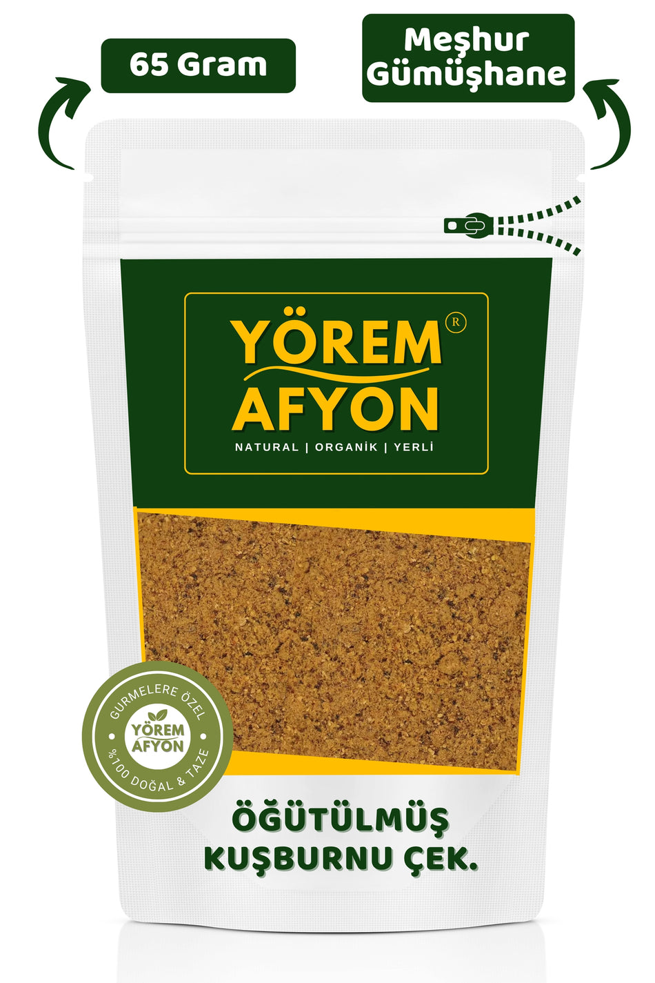 Gülçehre Berühmtes frisch gemahlenes natürliches Hagebutten- und Wildrosenpulver aus der Region Gümüşhane {Rosa canina} | 65 g.
