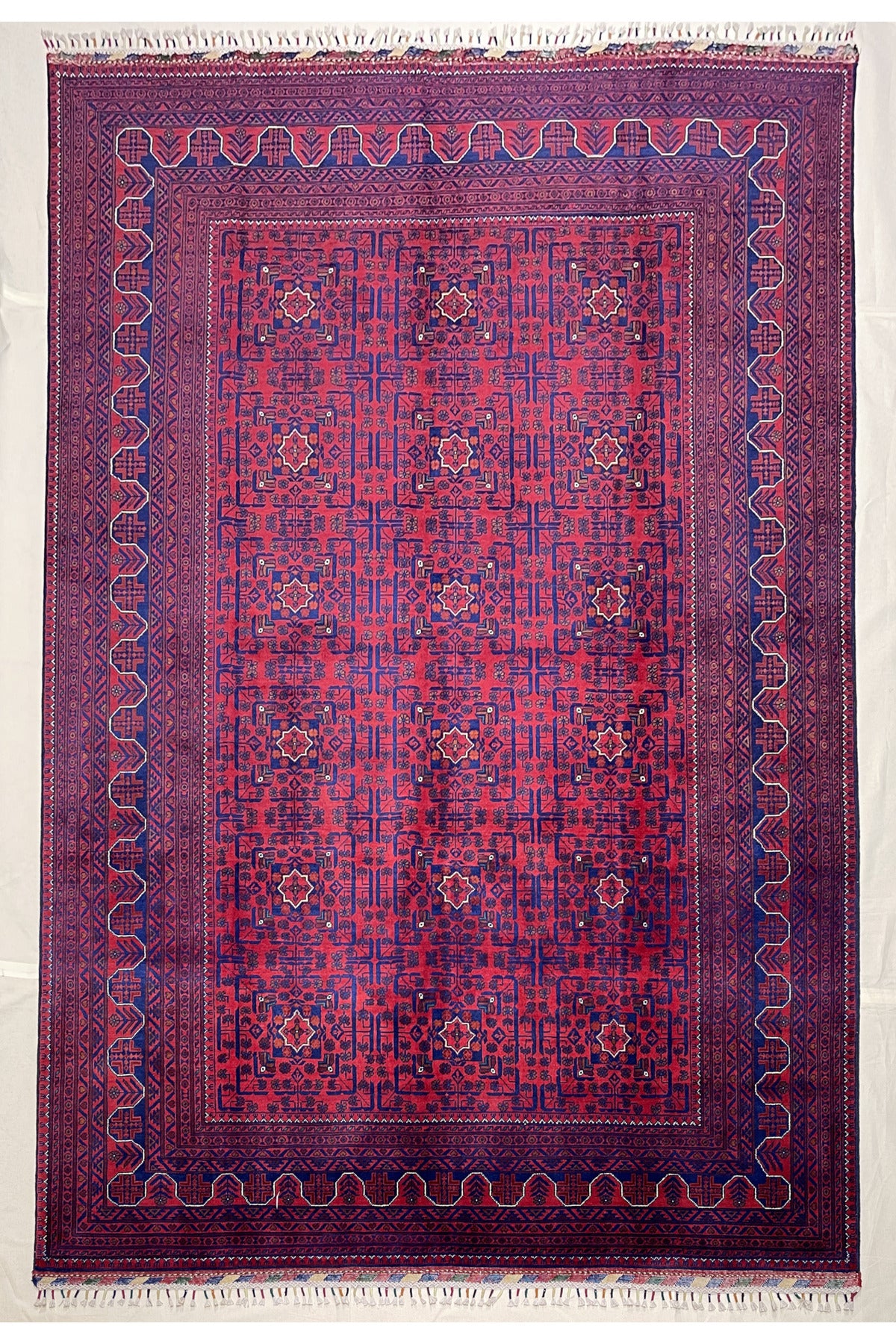 Afghan Rug Hand-Woven 6 Meter 100% Wool Natural Dye Handicraft ile Harika Yildiz Design