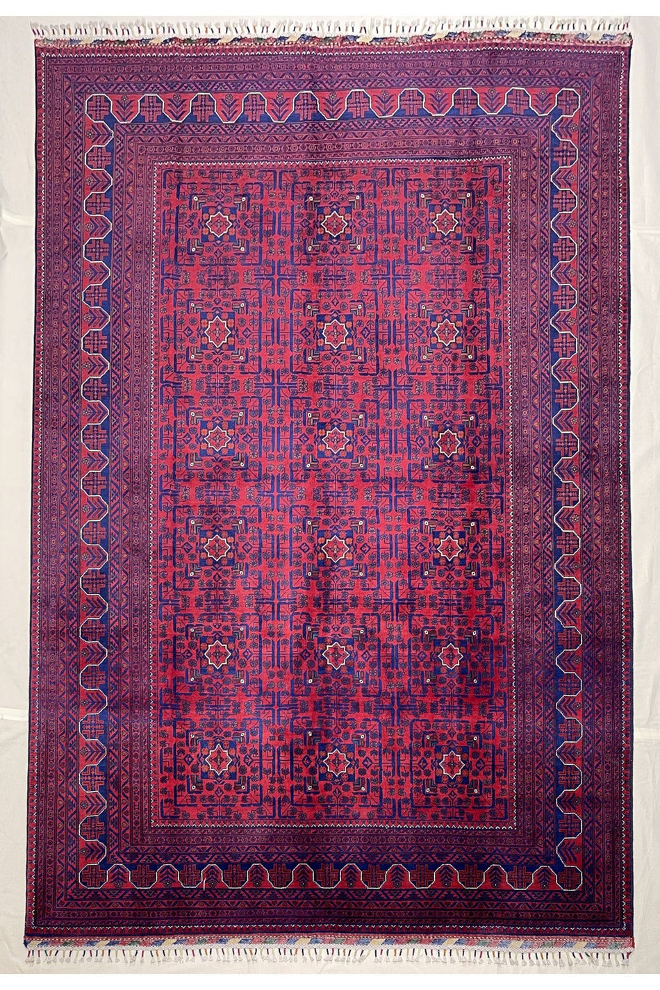 Afghan Rug Hand-Woven 6 Meter 100% Wool Natural Dye Handicraft ile Harika Yildiz Design - MALLTURK