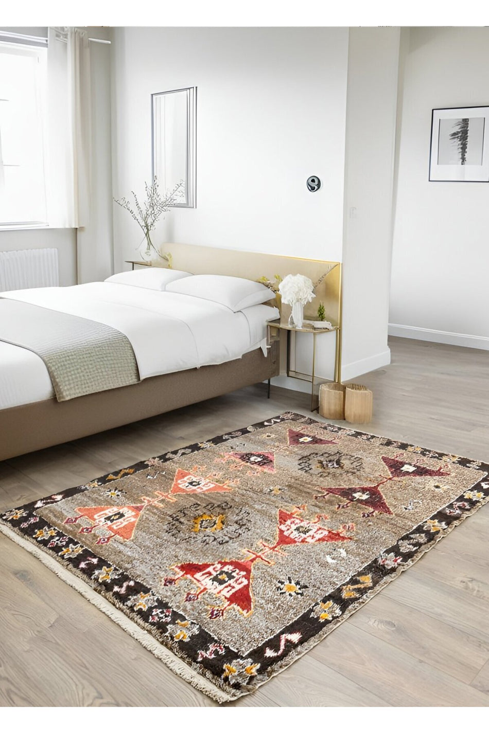 Soho Antiq Tagged Primitive Patterned Shaggy Wool Rug 152x191 cm - MALLTURK