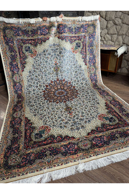 Rustikev Iranian Silk Peacock Rug