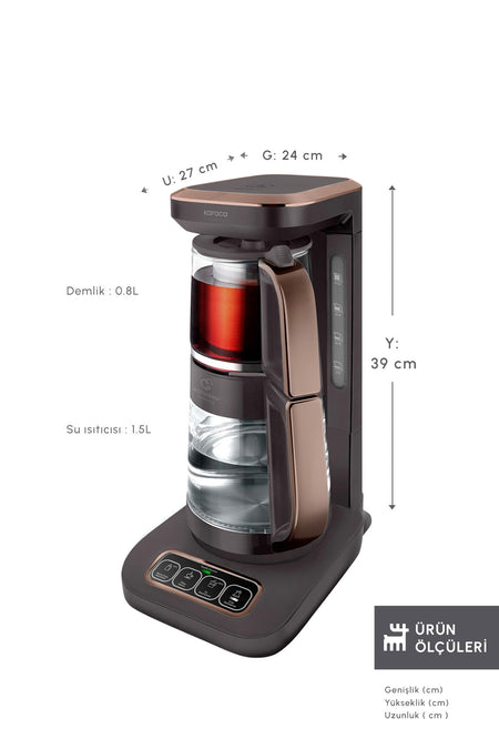 Karaca Tea Lover Robotea Pro Connect 4 in 1 Talking Glass Tea Maker Walnut Brown - MALLTURK