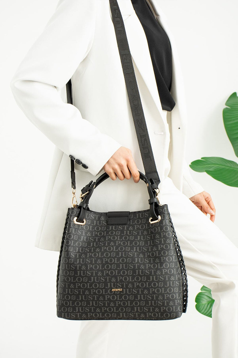 Just Polo Women's Hand and Shoulder Bag JPM2180 Black - MALLTURK