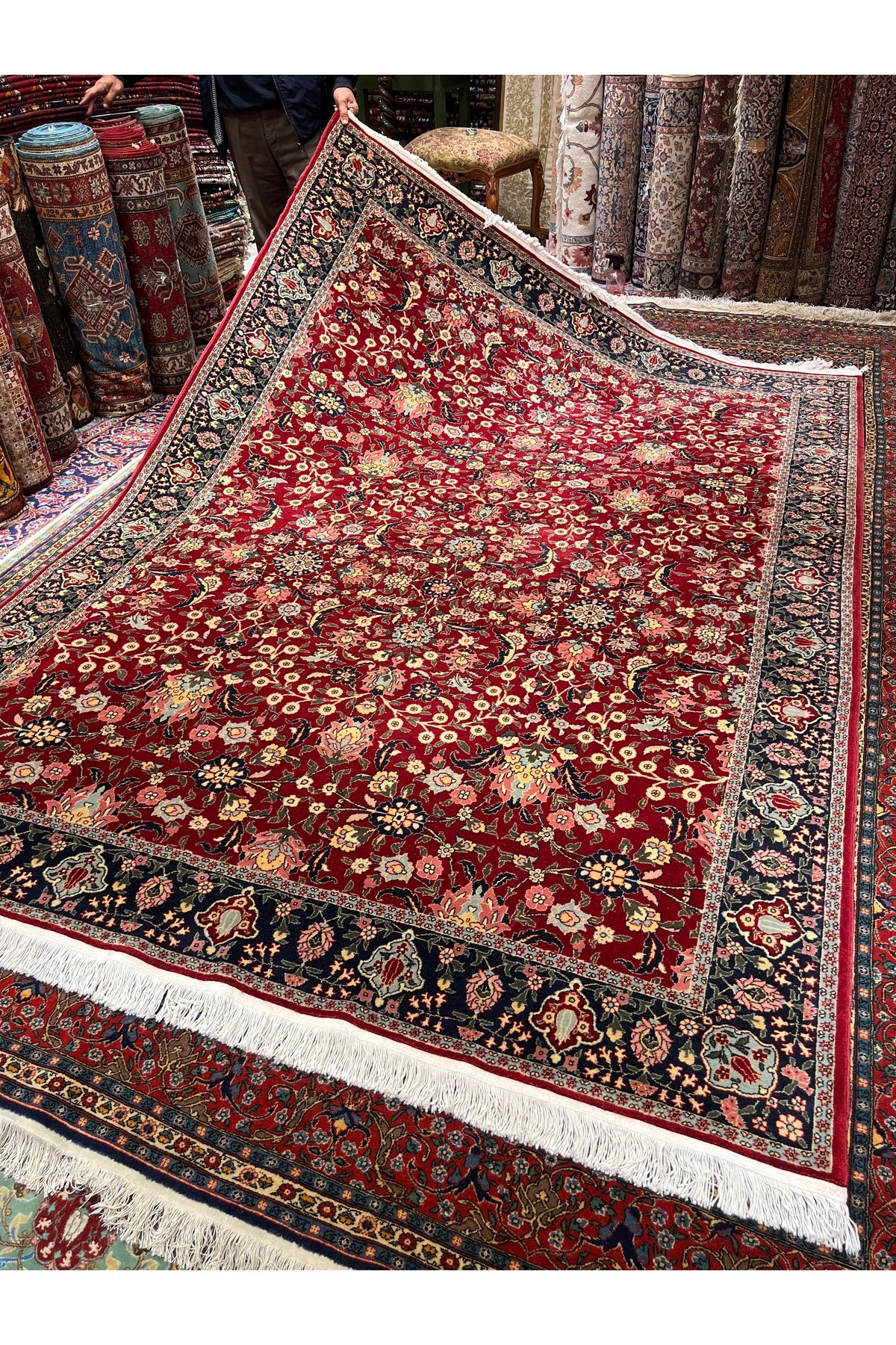 RD RAMAZAN DAG Hand Rug Art Hand-Woven Sumerbank Hereke Rug Wildflower Design Size 275x205 - MALLTURK