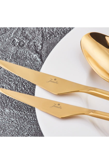 Jumbo 5500 titanyum gold 12 Place Setting 84 Piece Flatware Set - MALLTURK