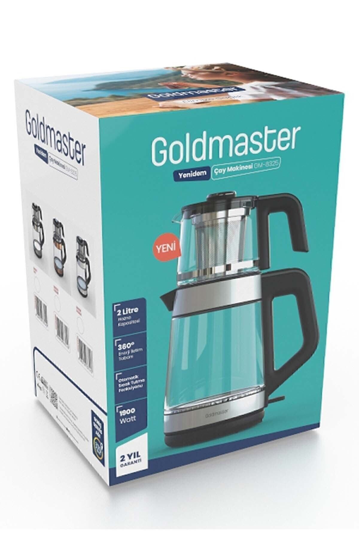 GoldMaster Yenidem Stainless Steel Large Capacity Tea Maker with German Schott Glass Teapot and LED Lighted Water Kettle - MALLTURK