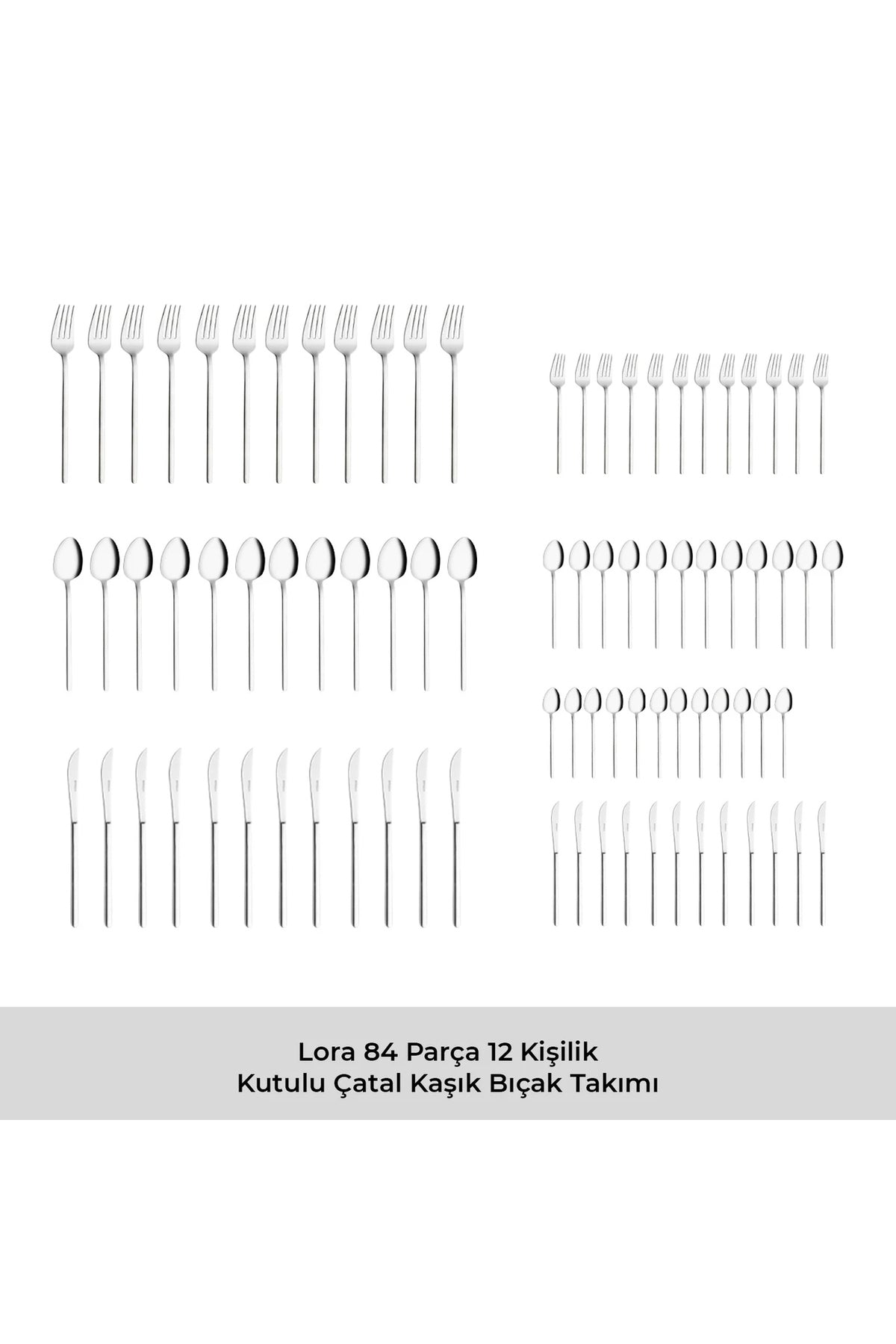 Emsan lora 84 Piece 12 Place Setting Boxed Flatware Set - MALLTURK