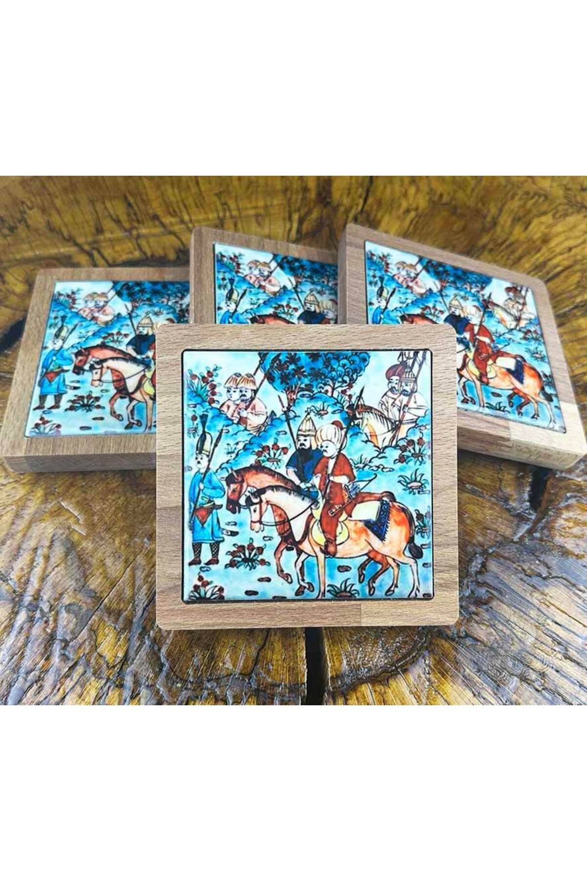 Cini Evi Hunter Gift Wooden Coaster Set - MALLTURK