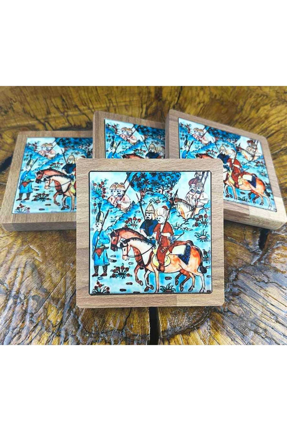 Cini Evi Hunter Gift Wooden Coaster Set - MALLTURK