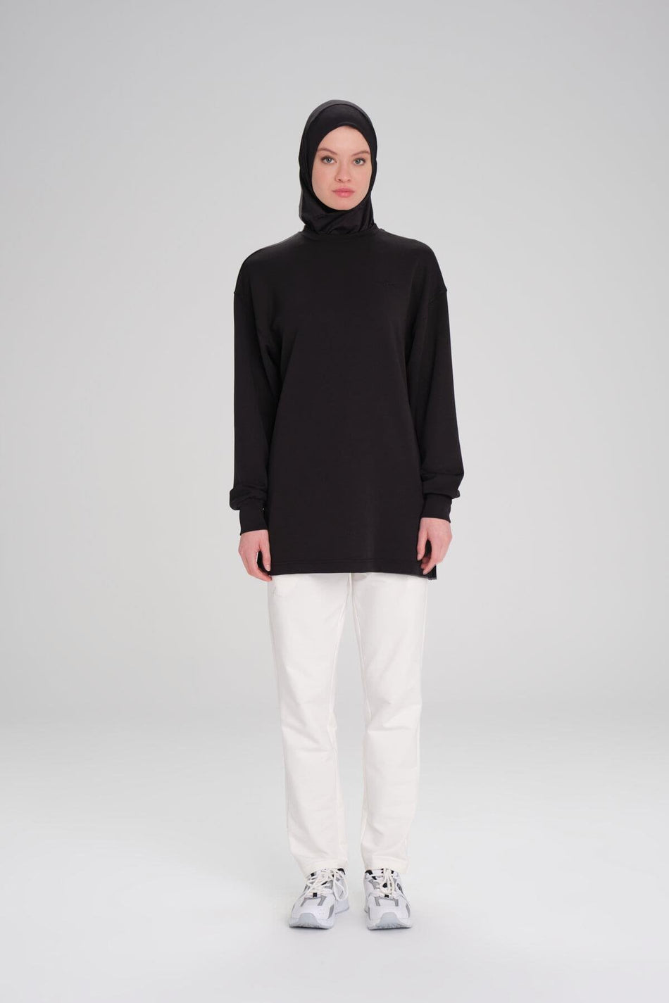 Hasema Soft Textured Oversize Black Basic Casual Sweatshirt ACT-14